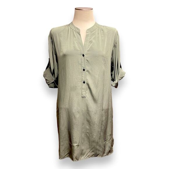 Kenneth Cole Popover Tunic Dress with Pockets Olive Green Medium - Picture 1 of 7